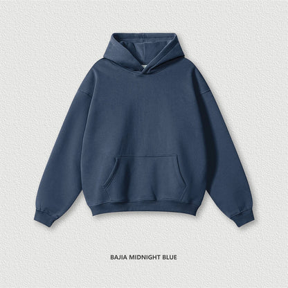 ZODF New 2024 Autumn Winter Men 345gsm Fleece Hoodies Unisex Women Relax Fit Warm Solid Hooded Pullovers Sweatshirts HY0863