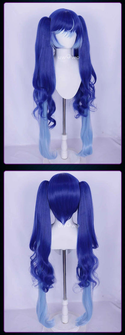 UWOWO IUNO Wig Game Wuthering Waves WuWa IUNO Cosplay Wig Long Hair Blue Hair Halloween Wig