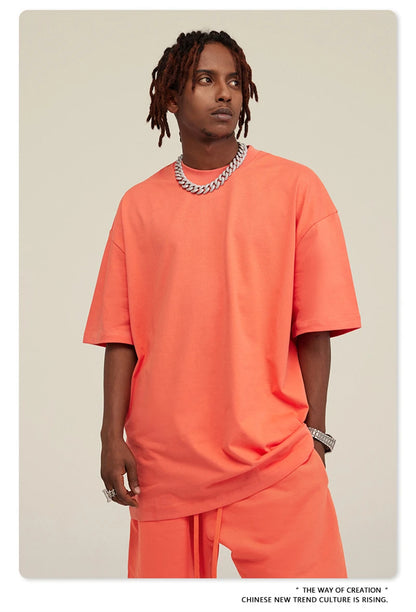 ZODF New 2025 Heavy Weight 305gsm Solid Cotton T Shirts For Men Unisex Summer Oversized Noshrink Basic T-Shirt Brand Tops HY0475