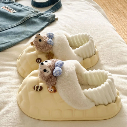 Disney Shelliemay Detachable Cotton Shoes Eva Thick Bottom With Velvet For Outer Wear, Warm And Waterproof Adult Cotton Dragging