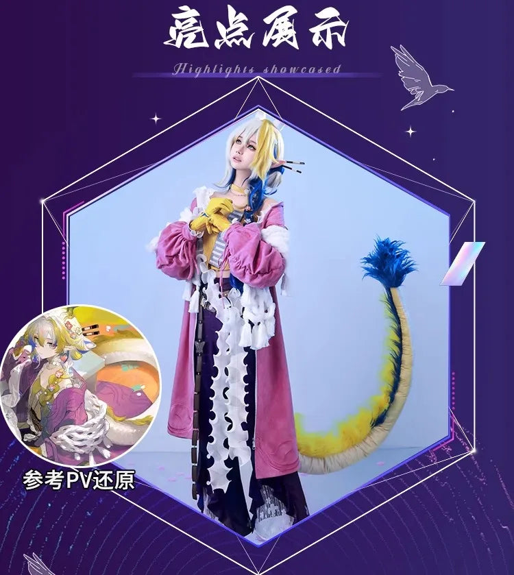 iCoser Arknights Shu Spring Feast Cosplay Costume Wig Uniform Headwear Tail Tianshi Rhodes Island Halloween Party for Women Girl