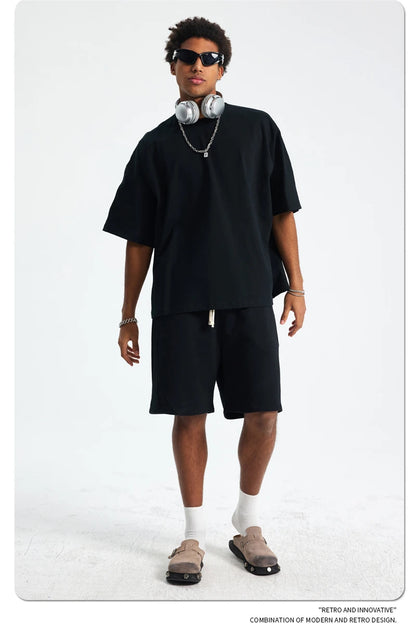 ZODF Trendy 2025 Summer Men’s 275gsm Cotton Seamless Oversized O-Neck Casual T-Shirt HY1030