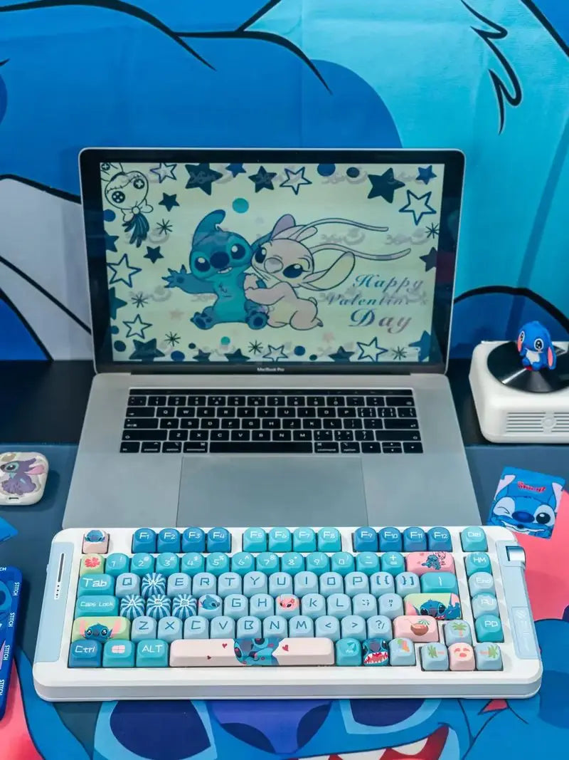 Disney  New Style Shinagawa Stizai Star Kabi Interstellar Kawaii Blue Baby Theme Keycaps Moa High Five Sided Thermal Sublimation
