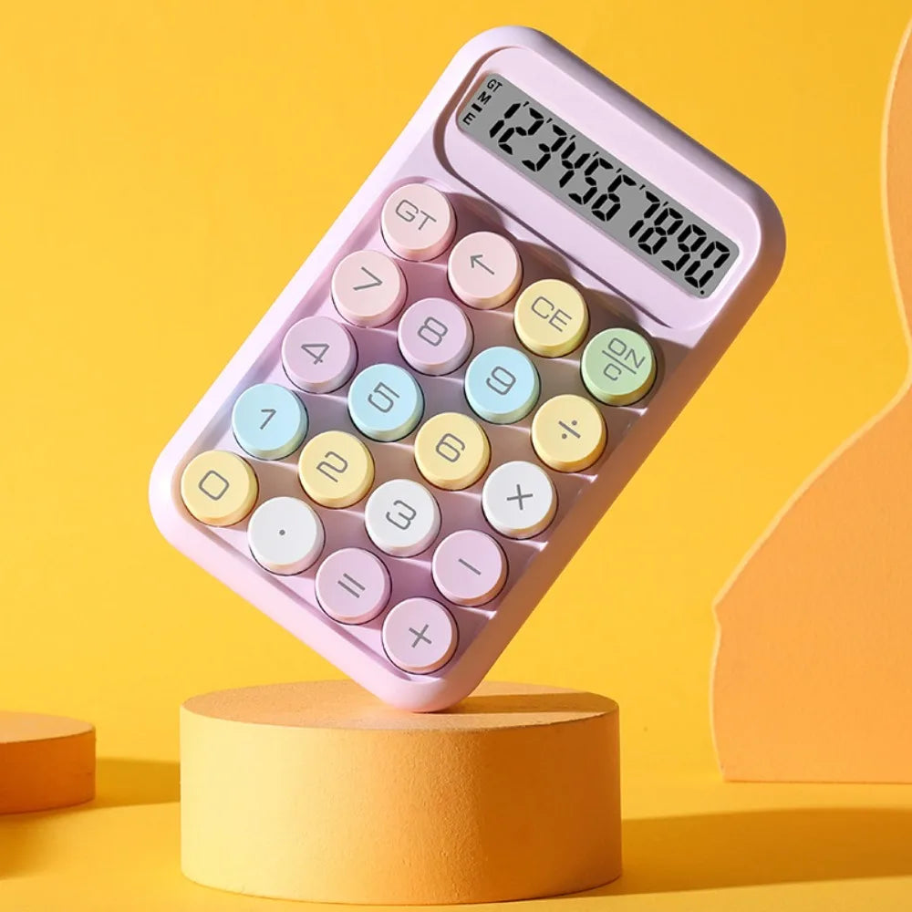 Keyboard Calculator Office 10-digit Mechanical Buttons Calculator Cute Candy Color School Supplies Students/Finance Stationery