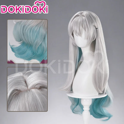 Firefly Wig Cosplay Game Honkai: Star Rail DokiDoki Women Silvery Blue Long Hair Firefly Cosplay Headdress Free Cap