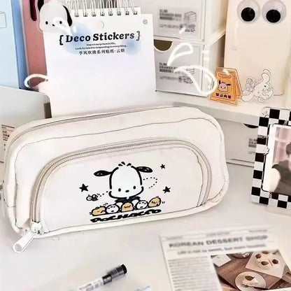 High-end Pochacco Sanrio Anime Kawaii Pen Bag Cute Cartoon Student Pencil Box Stationery Case Large Capacity Cosmetics Storage