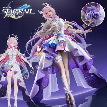 Honkai Star Rail Cyrene Cosplay Costume Wig Dress Headwear New Skin Uniform Elysia Amphoreus Halloween Party Women Girls Props