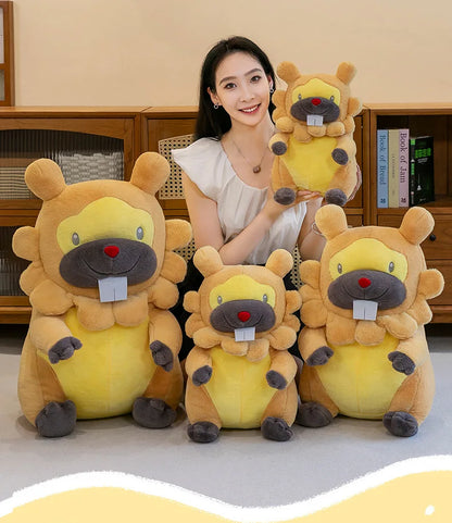 35/80cm Large Bidoof  Pokemon Plush Toys Anime Doll Cute Pillow Cartoon Giant Pokémon Plushie Stuffed Gift for Kids Christmas