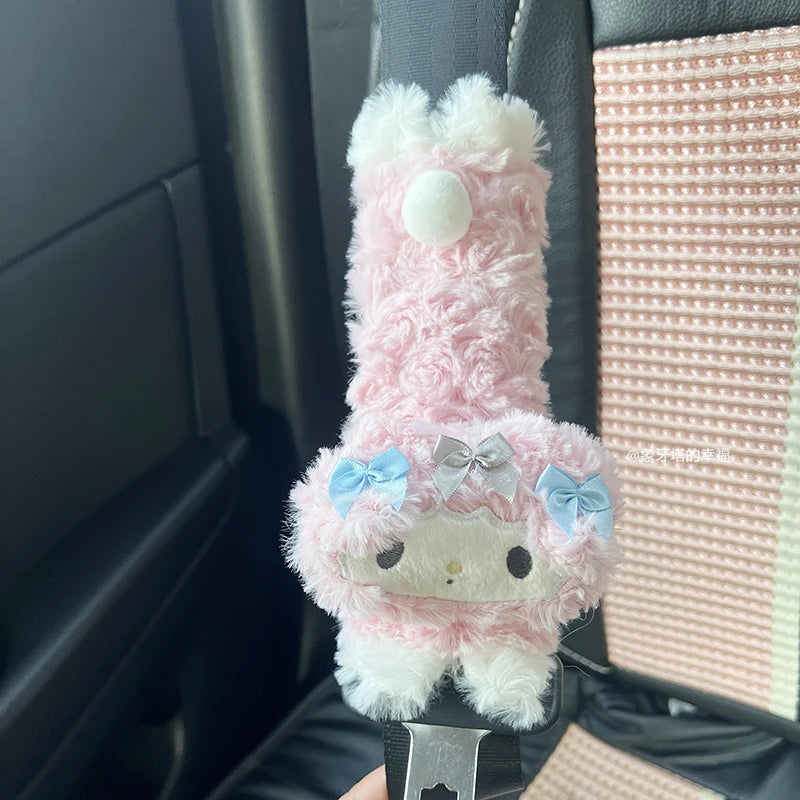 Sanrio My Melody Headrest Back Cushion Car Seat Belt Cover Stuffed Anime Japanese Style Pillow Comfortable Neck Pillow Girl Gift