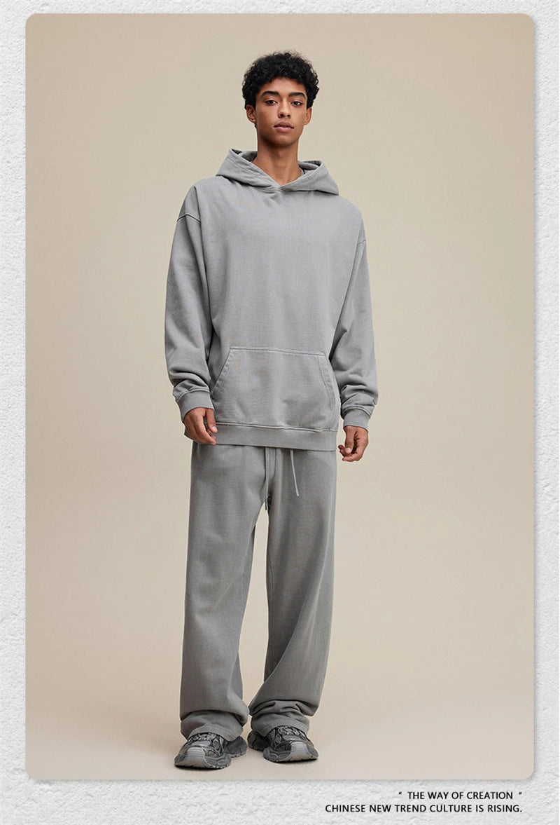 ZODF Retro Heavy Weight 480gsm Cotton Hoodies For Man Unisex Oversized Washed Distressed Hooded Pullovers Brand Coats HY1115