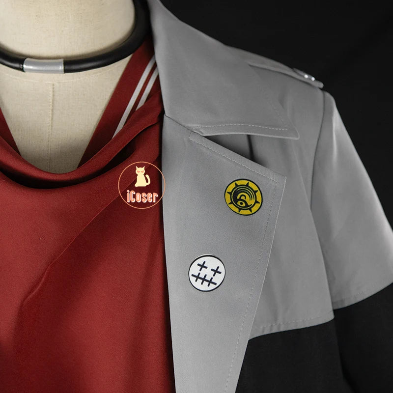 iCoser Anime Gachiakuta Enjin Cosplay Costume Wig Uniform Earrings Choker Akuta Cleaners Halloween Party for Women Men Carnival