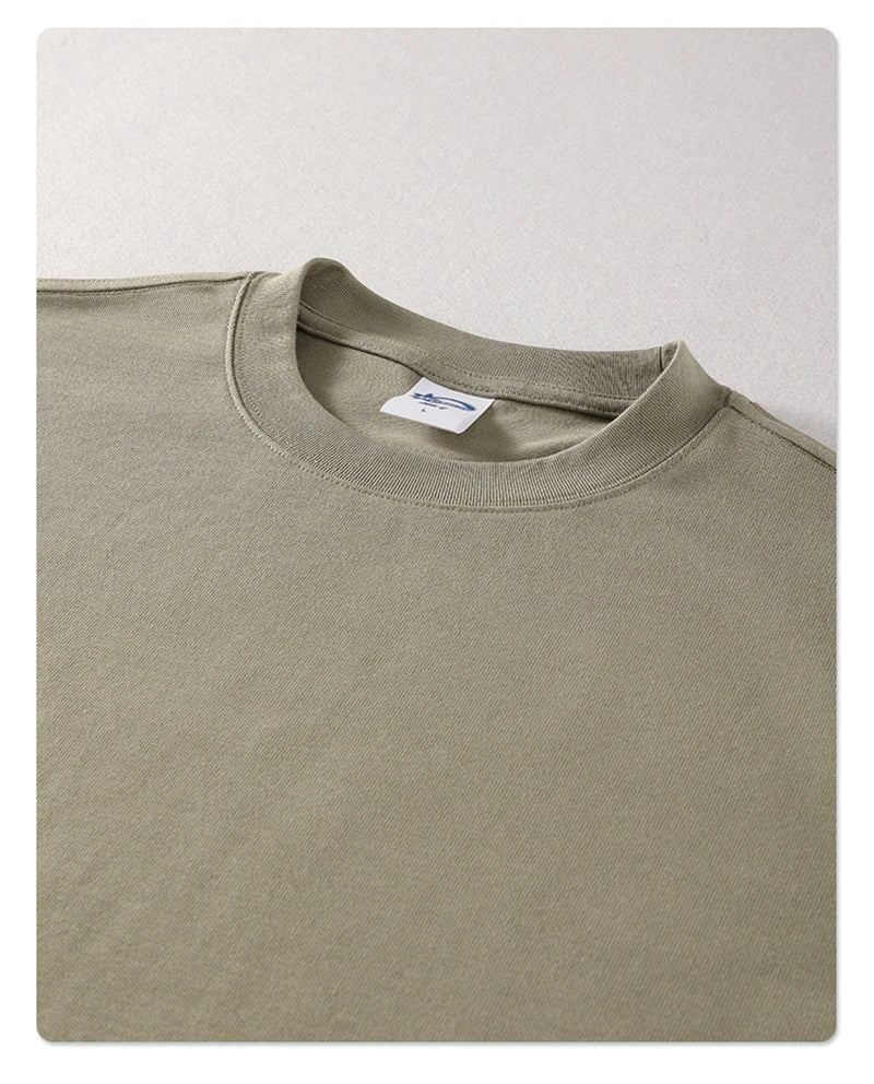 ZODF Summer Men 100% Cotton Solid Oversized Heavyweight 305gsm No-Shrink T-Shirt HY0165
