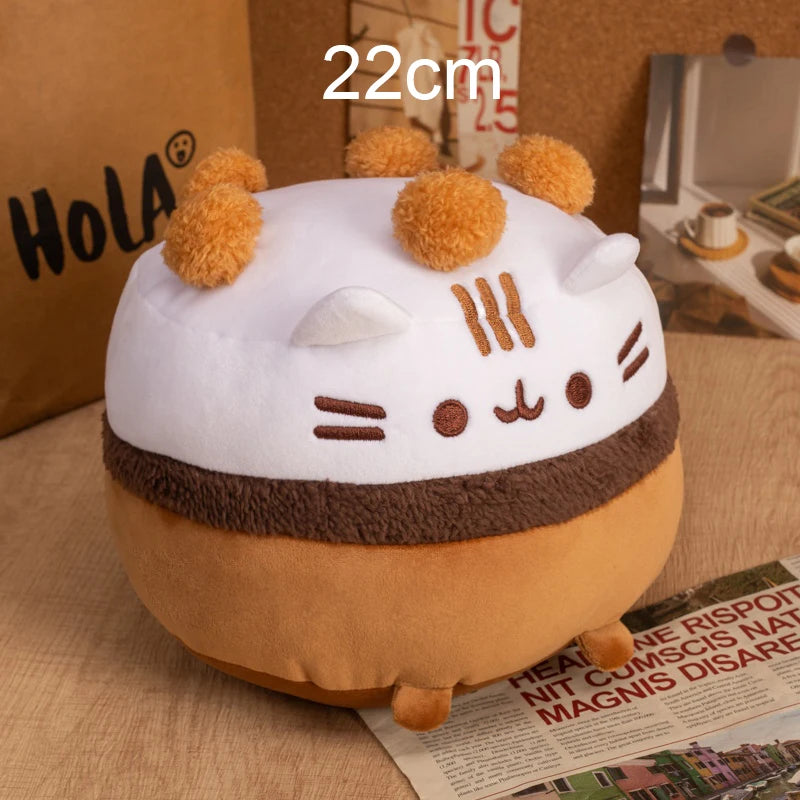Cute Cat Sandwich Biscuit Plush Pillow Kawaii Cat Shaped Ice Cream Cake Plushie Soft Toy Small Decorative Pillow For Girl Friend