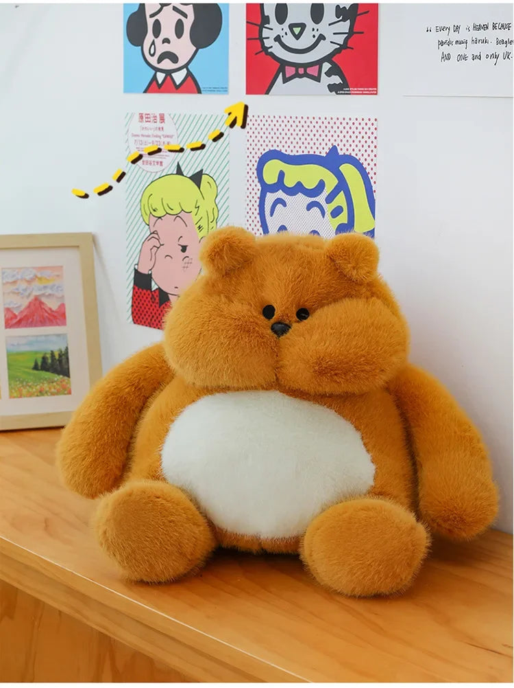 35-45cm Cute Muscle Bear Snot Bear Doll Sitting Posture Pull String Animals Stuffed Toy Soft 24CM Plush Bear Doll Kids Kawaii
