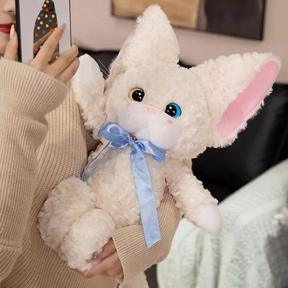 Cartoon Devon Rex cat Plushies Soft Doll Cute White Black Cat with Bowknot Decor Stuffed Toy Sweet Lady Style Kitten For Girl