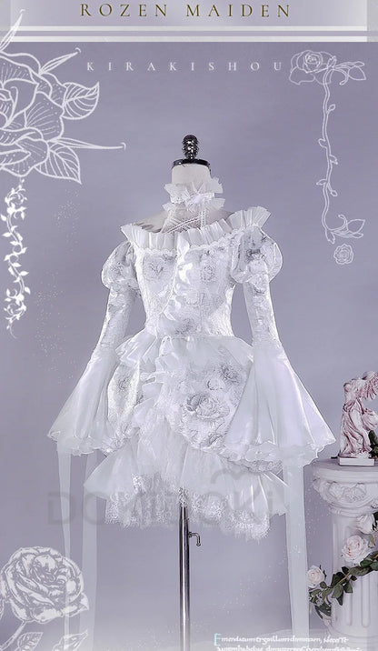 Kirakishou Cosplay Anime Rozen Maiden Cosplay DokiDoki-R Women Kirakishou Cosplay Lolita Gothic Dress White Lolita