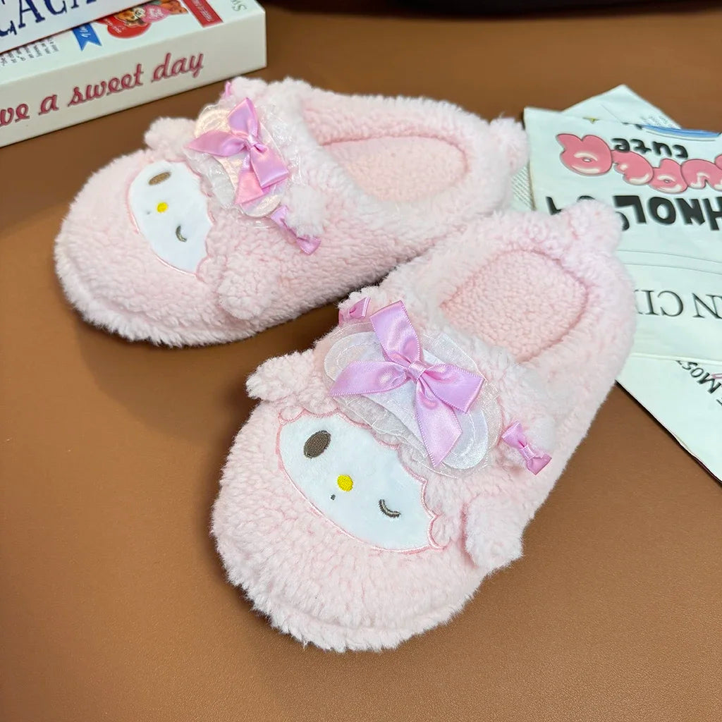Cartoon My Sweet Piano Slippers Comfortable Japanese Style Plush Shoes Home Cotton Shoes Girl Woman Non-slip Flat Autumn Winter