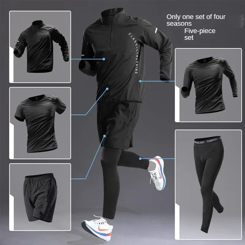 Men’s Quick-Dry Autumn Long-Sleeve Zipper Sports Set for Running Cycling Gym and Training