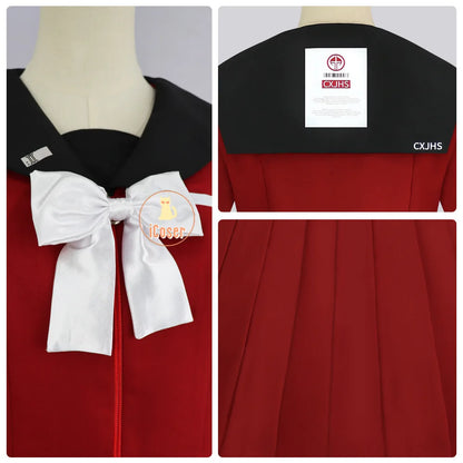 iCoser The Hundred Line Kako Tsukumo Cosplay Costume Red Sailor Suit Skirt Hairband Last Defense Academy Halloween Women Girls