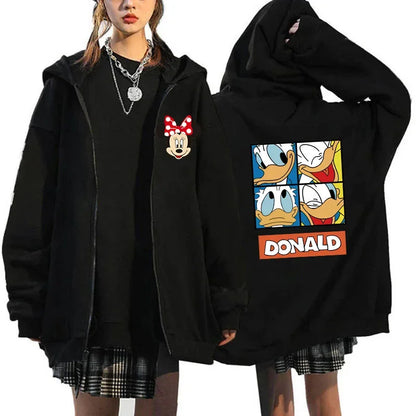 2025 Designer Clothing Women's Luxury Graphic Hoodies Mickey Mouse Print Long Sleeve Zip-Up Fashion Luxury Brand Disney Clothing