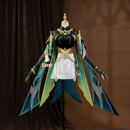 Genshin Impact Nefer Cosplay Costume Wig Dress Uniform Outfit Headwear Carnival Halloween Party for Women Girls Accessory iCoser