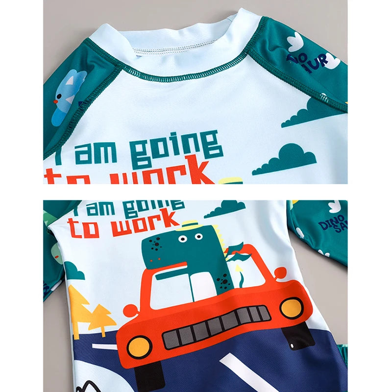2025 Boy Girl Swimwear Swim Suits Sun Protective Long Sleeve Dinosaur Unicorn Children Swimsuits Bathing Suit Kids Swimming Suit