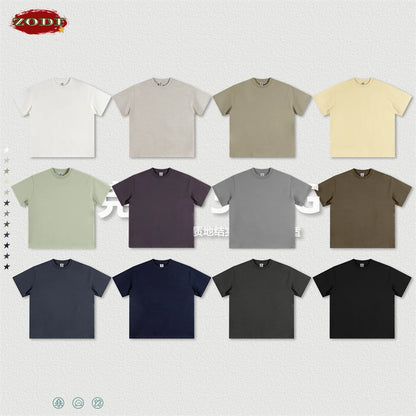 ZODF 2024 Heavy-Weight 345gsm Basic Solid T-Shirts For Men Unisex Women Summer Loose 100% Cotton T Shirt Brand Clothes HY0771