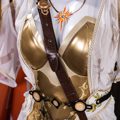 Wuthering Waves Augusta Cosplay Costume Wig Dress Uniform Headwear Earrings Christmas Halloween Party for Women Girls Role Play