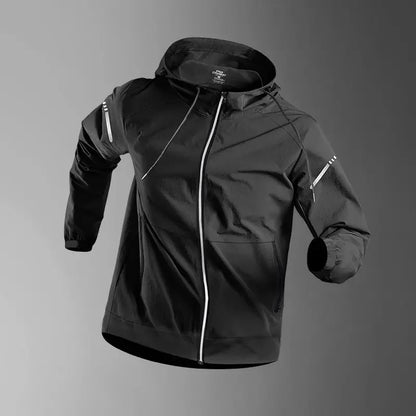 Men’s Quick-Dry Hooded Jacket for Running Cycling Fitness Gym Soccer Basketball Volleyball Badminton – Spring/Autumn