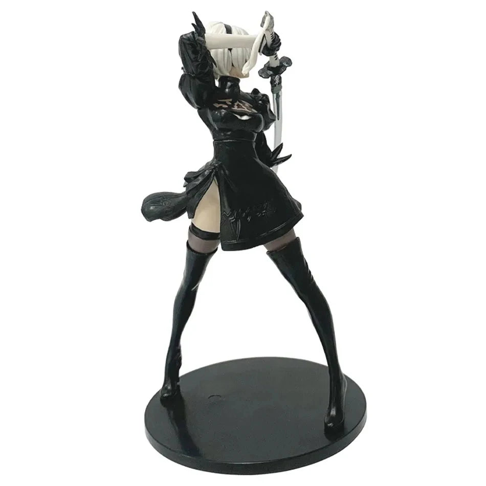Hot 18CM Yorha 2B Black and White Series Anime Figure PVC Collectible Action Figures Model Doll Statuette Gift
