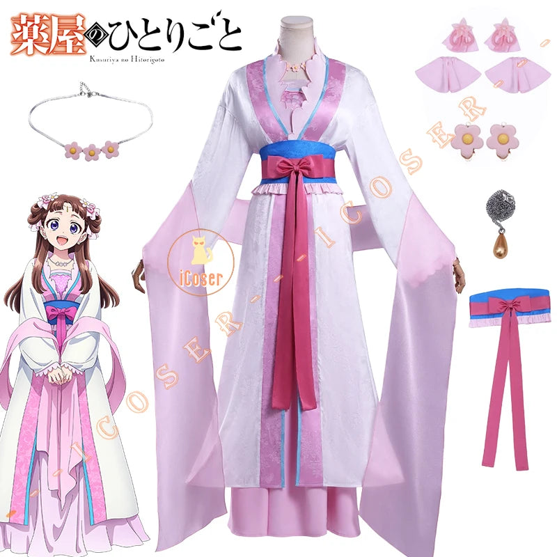 Anime The Apothecary Diaries Lishu Cosplay Costume Dress Hanfu Earrings Headwear Kusuriya No Hitorigoto Halloween Party iCoser