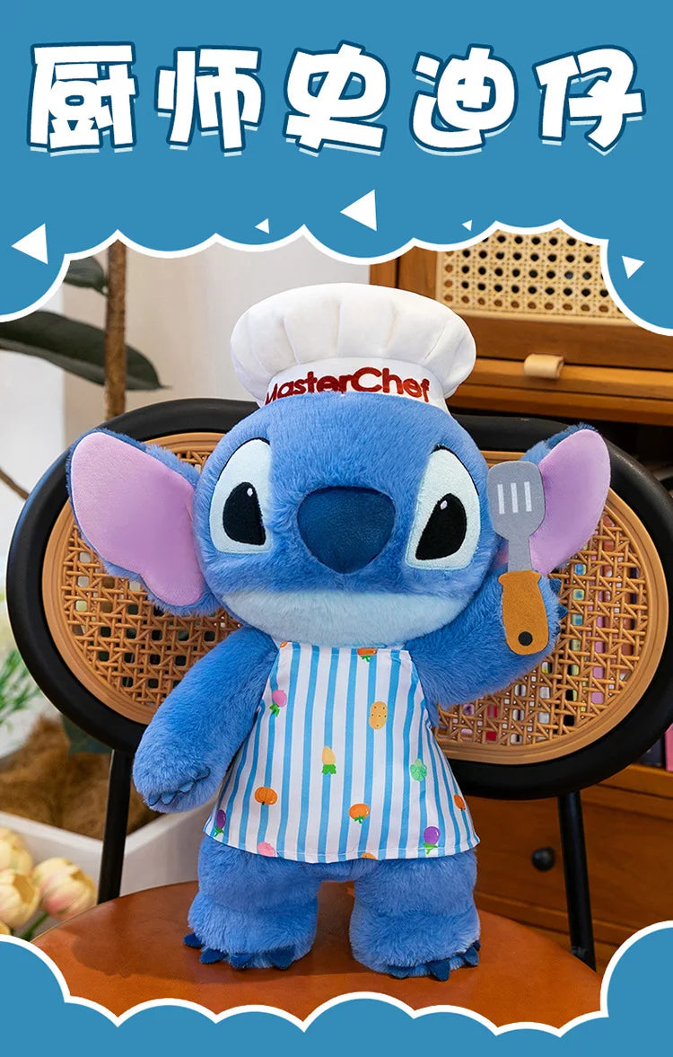 50/60/75cm Big Size Chef Stitch Disney Anime Plush Stuffed Doll Kawaii Room Decoration Plushies Children's Pillow Holiday Gift