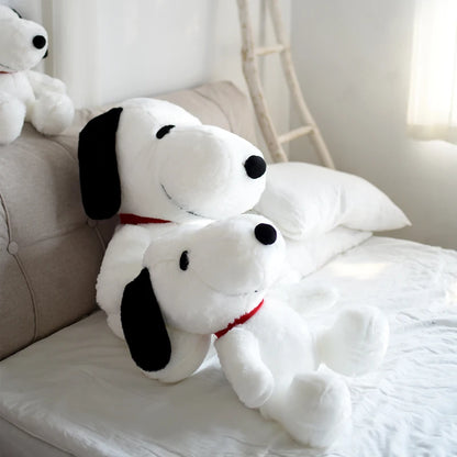 Cartoon Snoopy Plush Toy Stuffed Animal Black and White Dog Plushies Lovely Sitting Dog Doll Sofa Bed Room Decor Gifts Girl
