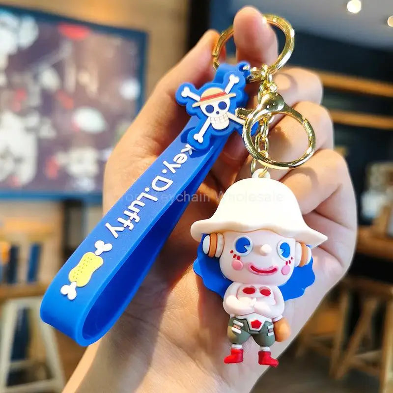 Anime Dragon Ball One Piece Keychain Luffy Sauron Nami Chopper Silicone Cute Car Keyring Pendant Toys Birthday Kids Toys Gifts