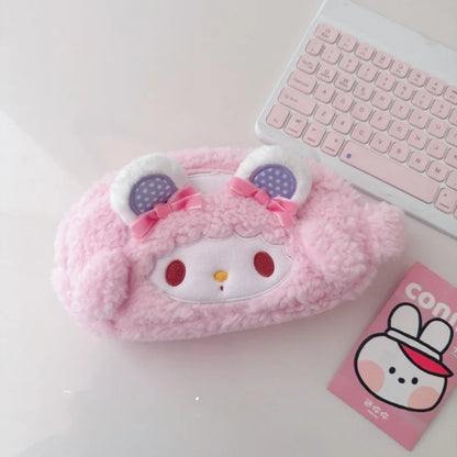 Cartoon My Melody Butter Bear Plush Makeup Bag Cute Anime Pencil Case Large Capacity Student Pencil Case Storage Bag Gifts Girl