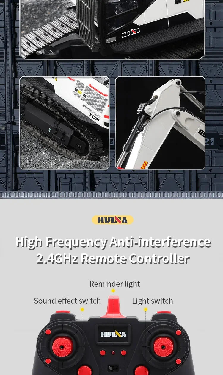 Huina 1594 22 Channels Large Remote Control Excavator 1/14 Electric Heavy Duty RC Excavator for Children Toys Model