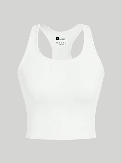 3 Piece Women’s Yoga Vest Set Seamless Racerback Crop Tops Rib Knit Breathable Workout Tank Top