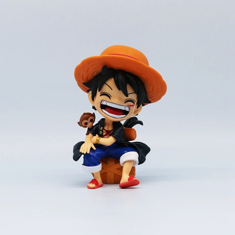 13cm One Piece Anime Figure Sitting Laughing Luffy Action Figures Kawaii Sanji Zoro Figurine Room Car Ornaments Collection Toys