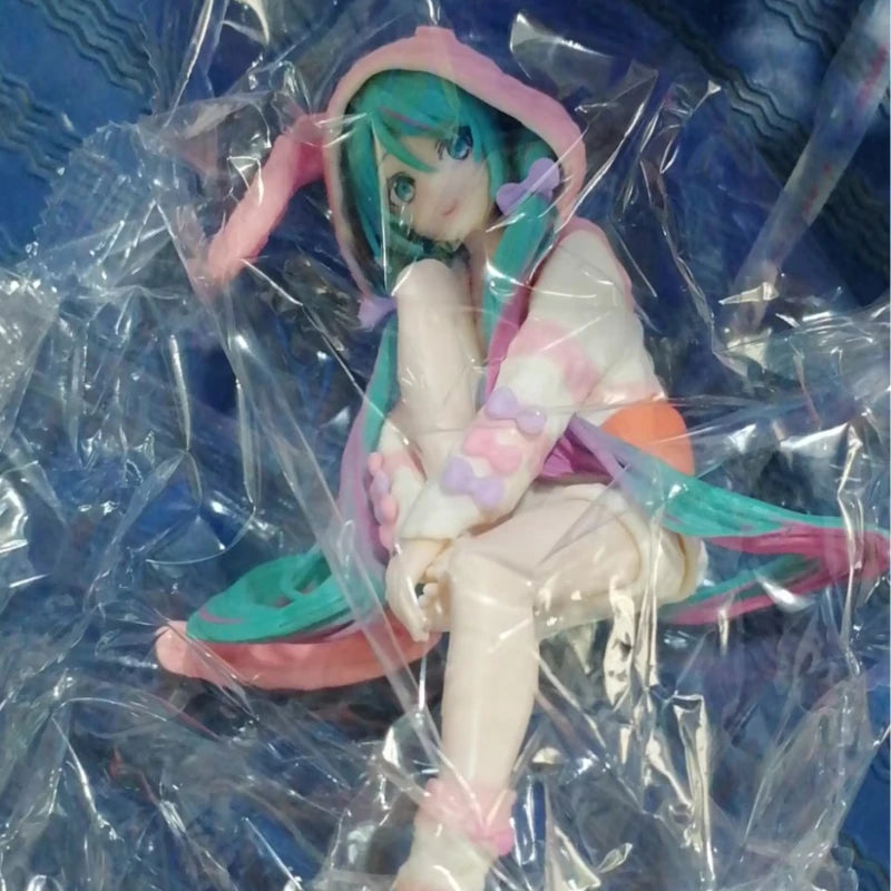 15CM Anime HATSUNE MIKU Figure Noodle Stopper Figure Rabbit Ear Pajamas Model Toy Japanese Dolls Aciton Figure Collection Gift
