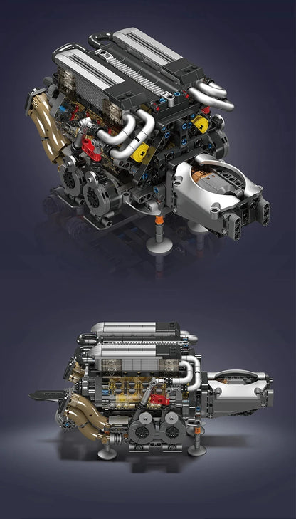 MOC Technik Electrically Driven No.V8 Engine Model Car Building Blocks Set Creative Educational Toy christmas Gifts for Boy Kids