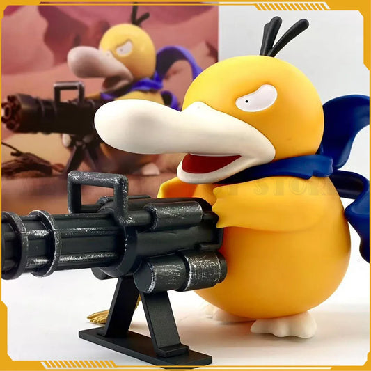 9-15cm Psyduck Anime Figure Gatling Gun Psyduck Action Figurine GK Collection Statue Model Car Ornament Desktop Decor Toys Gifts