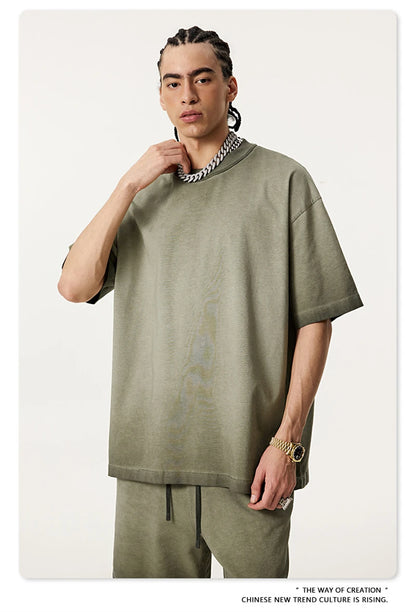 ZODF 2025 Summer Washed 275gsm Solid Cotton T-shirt For Men Unisex Oversized Short Sleeve T Shits Brand Tops HY0981