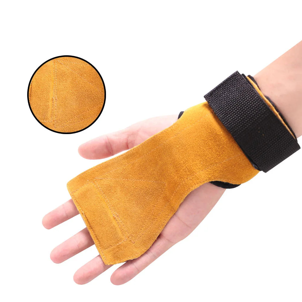 The Codex Cowhide Gym Grips with Wrist Wraps for Men and Women – Weightlifting Fitness Workout Palm Guards