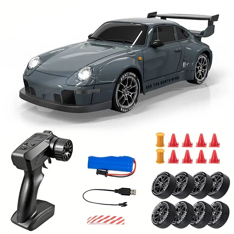 RC Drift Car 1/24 4WD High Speed Remote Control Electric Racing Vehicle for Kids Boys Christmas Gifts - Deep gray