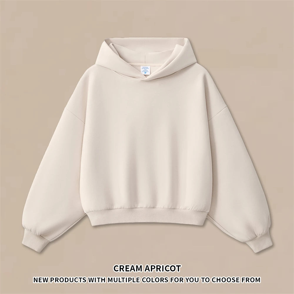 ZODF Trendy Winter 350gsm Solid Fleece Hooded Hoodies For Man Unisex Boxyfit Solid Warm Pullovers Brand Clothing HY0038