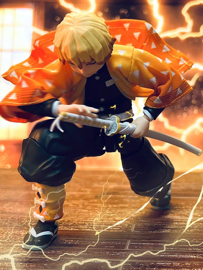 1/12 Scale Agatsuma Zenitsu Shf Anime Man Figure Mini Orange Kimono Coat Toys Clothes Accessory For 6" Soldier Body Decoration