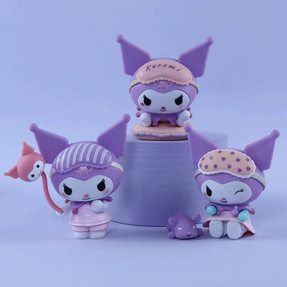 6Pcs-Set Sanrio Anime Figure Pajamas Sweetheart Kawaii Kuromi My Melody Doll action Cute Decoration Toys For children Gift