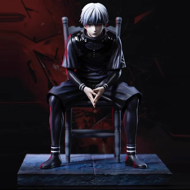 Tokyo Ghoul Kaneki Ken Sitting Figure Double Head Sculpt Replaceable Arms PVC Anime Statue Desktop PC Case Decor Collection Gift