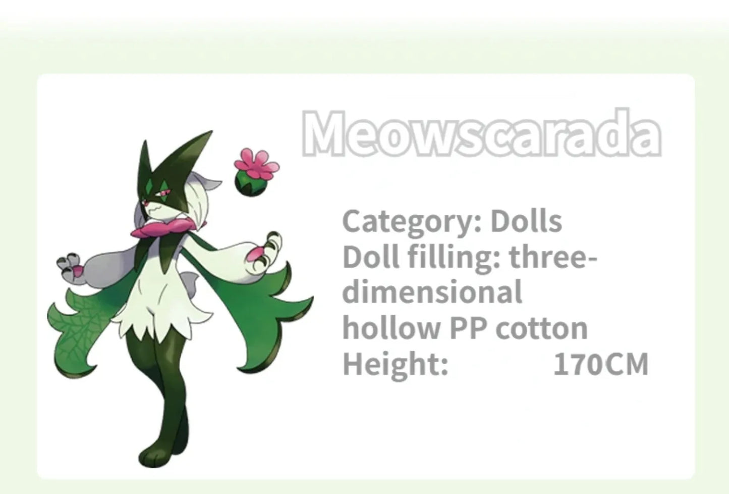 80/170cm Super Big Size Meowscarada Pokemon Anime Plush Stuffed Doll Kawaii Plushies Room Large Pillow Children's Holiday Gift