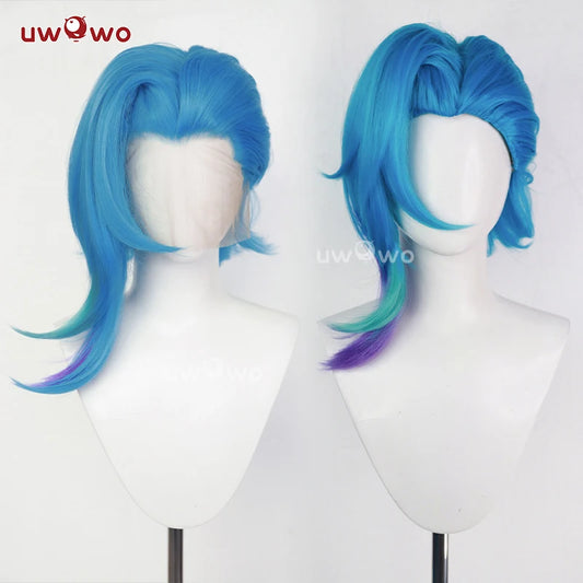 UWOWO Jinx Wig Game LOL: Arcane2 Fractured Jinx Cosplay Costume Wig Long Lace Wig Blue Hair Heat Resistant